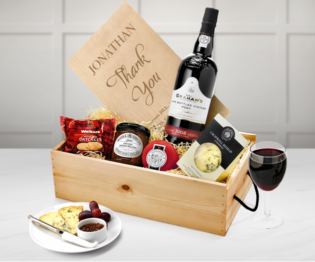 Thank You Port & Stilton Favourites With Engraved Personalised Lid